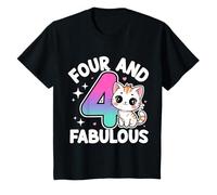 Enfant 4 Ans Mignon Chat drôle 4ème Anniversaire Fille T-Shirt