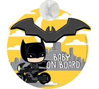 « Enfant à bord », panneau de sécurité automobile « Baby on board », dessin DC Comics représentant le super-héros Batman, avec ventouse