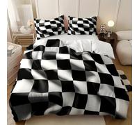 Enfant Ado Parure de lit 3D 90x190 cm Grille Abstraite Classique Housse De Couette Microfibre 1 Personnes avec Fermeture Éclair 3 pièces Illusions D'Optique Décoration de Chambre à Coucher