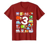 Enfant Anniversaire 3 Ans Voiture Vehicule Camion Bus Bateau Avion T-Shirt