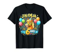 Enfant Anniversaire 6 Ans Garçon Fille Cheval Équitation T-Shirt