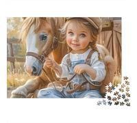Enfant avec Cheval 1000 Pièces Puzzle pour Adultes Puzzles Éducation Enfants avec Cheval Jeu Puzzles Exigeants Jeu de Puzzle pour Toute la Famille pour Femmes, Cadeaux pour Hommes 38x26cm/1000pcs