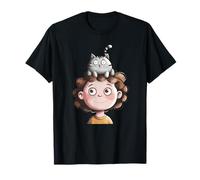 Enfant avec un ami chat sur la tête T-Shirt