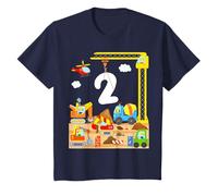 Enfant Bébé 2ème anniversaire chantier de construction grue excavatrice bétonnière T-Shirt