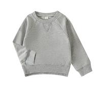Enfant Bébé Garçon Fille Col Rond Sweatshirt Coton Manches Longues Couleur Unie Pull Top Casual Printemps Vêtements Jogging Enfant Garçon, gris, 3-4 ans