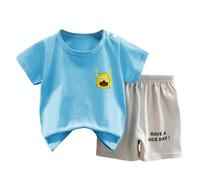 Enfant Bébé Garçon Fille Vêtements Pour 2t 3t 4t 5t 6t Garçons Mignon Manches Courtes Dessin Animé Imprimé T-Shirt Hauts Shorts Ensembles De Vêtements Tenues D'été Casual (Sky Blue, 3-9 Months)