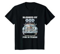 Enfant Blessed by God for 10 Year Old Voiture Vintage 10e Anniversaire garçon T-Shirt