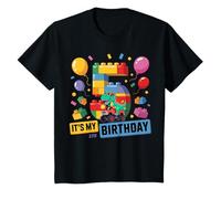 Enfant Bloc de Chiffres pour 5e Anniversaire 5 Ans Dinosaure Monster Truck T-Shirt
