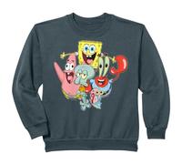Enfant Bob l'éponge pour Enfants Patrick Crab Squidward Group Retro Cartoon Sweatshirt