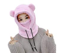 Enfant Bonnet Peluche Cagoule Calotte Automne Hiver Femme Filles Garçons Châles Capot Capuche Chaud Chapeau Bonnet Cache Cou Enfant Cagoule Hat (3-12 Ans, Rose)