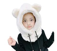 Enfant Bonnet Peluche Cagoule Calotte Automne Hiver Femme Filles Garçons Châles Capot Capuche Chaud Chapeau Bonnet Cache Cou Enfant Cagoule Hat (3-12 Ans, Beige)