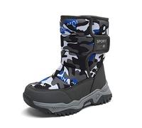 Enfant Bottes de Neige Garçon Filles Hiver Chaussures Chaud Botte Hiver pour d'hiver Fourrure Chaudes Souple Fourrée Doublé Antidérapant Sole Étanche Bottes de Neige Gris Camouflage 28