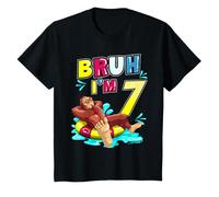 Enfant Bruh I'm 7 Funny Bigfoot 7th Birthday Pool Party Beach Party T-Shirt