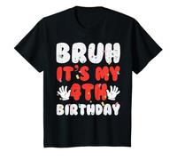 Enfant Bruh It's My 4th Birthday Hands 4 Year Bday Boys Girls Kids T-Shirt