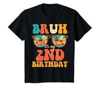 Enfant Bruh My 2nd Birthday Lunettes de Soleil de Plage 2 Bday garçons Filles Enfants T-Shirt