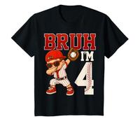 Enfant Brush, j'ai 4 ans, 4e anniversaire de baseball T-Shirt