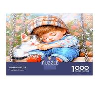 Enfant Chat Sieste 1000 Pièces Puzzle Premium Art du Sommeil bienheureux Coffret Puzzle Carton Solide - Ultra Dur pour Couples, Top Noté, Cadeau Noël Parfait pour Tout Le Monde 70x50cm/1000pcs