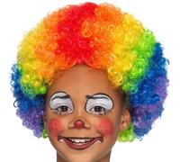 Enfant Clown Fou Arc-en-Ciel Déguisement Perruque Afro Multicolore Par Smiffys