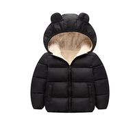 Enfant Combinaison De Ski avec Veste Duvet rembourré Habit Neige Infantile vêtements d Hiver à Capuche Oreilles Ours Manteau extérieur Grande Taille Garçons(Le Noir,18-24 Months)