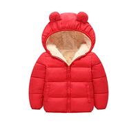 Enfant Combinaison De Ski avec Veste Duvet rembourré Habit Neige Infantile vêtements d Hiver à Capuche Oreilles Ours Manteau extérieur Grande Taille Garçons(Rouge,2-3 Years)