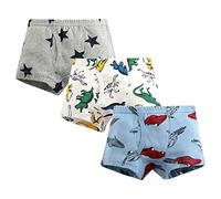 Enfant Coton Boxers Slips Garçon Caleçons Bébé Respirant Confortable 3 Paquet Dinosaures et Étoiles, 150