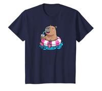 Enfant Cute Capybara Pool Float Beach Summer Rainbow Boba Tea T-Shirt