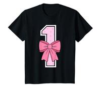 Enfant Cute Coquette Bow Pink Number 1 Birthday Girl 1-Year-Old T-Shirt