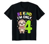 Enfant Cute Sloth I'm Only 4 Funny Fourth Birthday T-Shirt