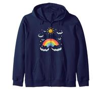 Enfant de Dieu chrétien pour Enfants Arc-en-Ciel Soleil Nuages Sweat à Capuche, Unisexe pour Adultes, Bleu Marine, M