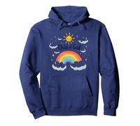 Enfant de Dieu chrétien pour Enfants Arc-en-Ciel Soleil Nuages Sweat à Capuche, Unisexe pour Adultes, Bleu Marine, L