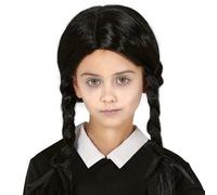 Enfant Déguisement Halloween Gothique Écolière Perruque Wednesday Fille Noir Fg