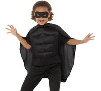 Enfant Déguisement Super Héro Kit Cape,Poitrine & Masque Noir Cape Ensemble