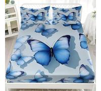 Enfant Drap Plat 1 Personnes Lit Drap Housse 90x190x30 cm Animaux Papillons Textures ImpriméS Respirant Microfibre Drap Housse avec 2 Taie d'oreillers Gris Clair pour Décoration de Chambre