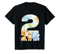 Enfant Elephant Lion Zebra Giraffe Cute Animals 2nd Birthday T-Shirt