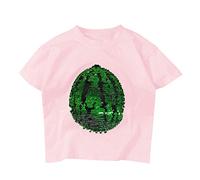 Enfant en Bas âge Enfants bébé garçons Filles Cadeaux pour Enfants changeant Flip Paillettes t-Shirt pastèque Hauts à Manches Courtes vêtements d'été (Red, 6-7 Years)