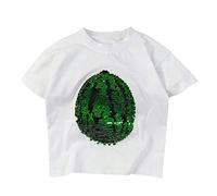 Enfant en Bas âge Enfants bébé garçons Filles Cadeaux pour Enfants changeant Flip Paillettes t-Shirt pastèque Hauts à Manches Courtes vêtements d'été (White, 6-7 Years)