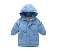 Enfant en Bas âge Enfants Petites Filles Hiver Solide Manteaux Coupe-Vent Survêtement Longueur Moyenne Vestes Chaudes vers Le Bas Manteau Coton À Capuche Ouate Outwear (Blue, 10-11 Years)