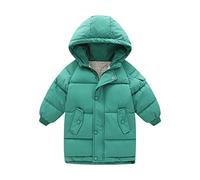 Enfant en Bas âge Enfants Petites Filles Hiver Solide Manteaux Coupe-Vent Survêtement Longueur Moyenne Vestes Chaudes vers Le Bas Manteau Coton À Capuche Ouate Outwear (Green, 10-11 Years)