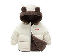 Enfant en Bas âge garçons Filles Manteau d'hiver Oreilles d'ours à Capuche avec Veste de Poche Deux Faces Polaire épaissir Coupe-Vent Fermeture éclair vêtements d'extérieur (Beige, 12-18 Months)