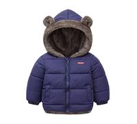 Enfant en Bas âge garçons Filles Manteau d'hiver Oreilles d'ours à Capuche avec Veste de Poche Deux Faces Polaire épaissir Coupe-Vent Fermeture éclair vêtements d'extérieur Chauds (Navy, 2-3 Years)