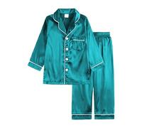 Enfant en bas âge Garçons Filles Pyjama Set Bébé Button-Down Vêtements de nuit Chemise de nuit et pantalon pour petits enfants Ensemble pyjama 2 pièces 150 Vert 10-11 ans