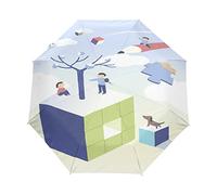 Enfant Enfance Bébé Chien Puzzle Parapluie Pliant Ouverture et Fermeture Automatique Protection UV Parapluies Pliant Coupe-Vent Ultra-léger pour Voyager Plage Femmes Enfants Fille