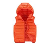 Enfant Enfant Enfant Bébé Sans Manches Hiver Solide Manteaux Veste à Capuche Gilet Vêtements d'Extérieur Tenues Vêtements Garçon 1 Année, Orange, 3-4 ans