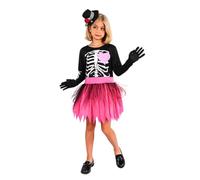 Enfant Ensemble Haut Squelette Jupe Tutu Chapeau Mini Manches Longues | Bordure Haute Couvrante, Tunique Gosse Fine, Style Gothique Délicat, Tenue Habillée, Pour Fête Et Anniversaire