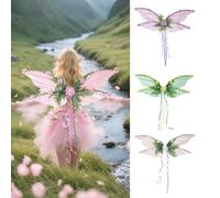 Enfant Et Ailes De FéE Adulte Elfe DéCorer, Aile De Fee Adulte Avec Fleurs Et Vignes Artificielles, Halloween-Themed Fairy Garden,Pour Jeu De RôLe,NoëL Et FêTes à ThèMe Ailes De FéE Scintillantes (A2)