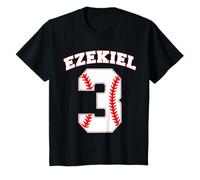 Enfant Ezekiel Baseball Nom Trois Ans 3ème Anniversaire Chiffre Garçon T-Shirt