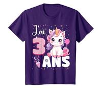 Enfant Fille 3 Ans Licorne Fille Anniversaire 3 Ans J'Ai 3 Ans T-Shirt
