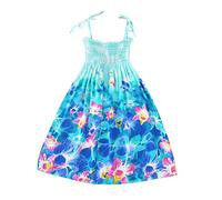 Enfant Fille Enfant Fille Floral Bohême Sans Manches Plage Bretelles Robe Princesse Vêtements Sac à Dos Garde-robe, Z4 - Bleu., 6 ans