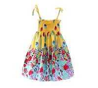 Enfant Fille Enfant Fille Floral Bohême Sans Manches Plage Bretelles Robe Princesse Vêtements Sac à Dos Garde-robe, Jaune Z1, 6 ans