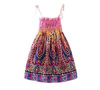 Enfant Fille Enfant Fille Floral Bohême Sans Manches Plage Bretelles Robe Princesse Vêtements Sac à Dos Garde-robe, Z5 violet, 6 ans